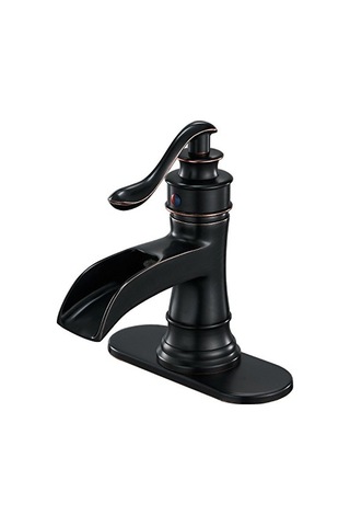 Aquafaucet Şelale Çıkışı, Tek Kollu Lavabo Musluğu, Lavabo Armatürü, Orb Yağı Ovulmuş Bronz, 9233
