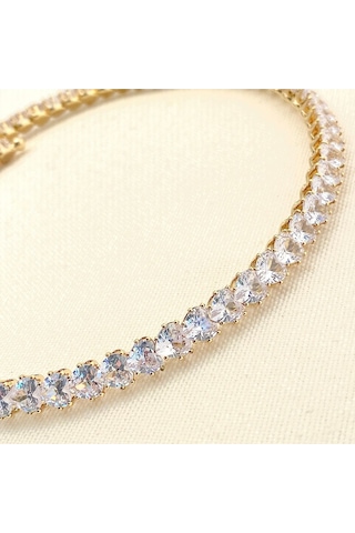 Choker Kolye Kalp Su Yolu Esnek Kelepçe Model Yüksek Kalite 316 L Çelik Gold 39 Cm Gold
