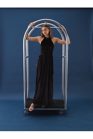 Xint Siyah Oversize Kadife Elbise 286223