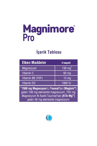 Magnimore Pro Magnezyum ve Vitaminler Takviye Edici Gıda 90 Kapsül