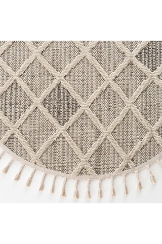 Cool Halı Bress 1411 Krem Kolay Kullanım Hav Toz Vermez Hasır Dokulu Bukle Örgü Modern Yuvarlak Halı