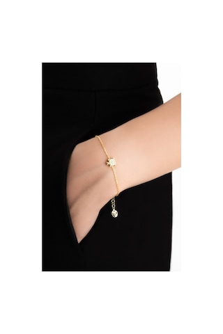 Mini Kaplumbağa 18 Ayar Sarı Altın Kaplama 19 Cm Gümüş Bileklik Sarı