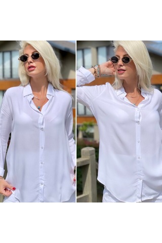 Etiler Collection Dokuma Viskon Kumaş Efsane Gömlek Beyaz