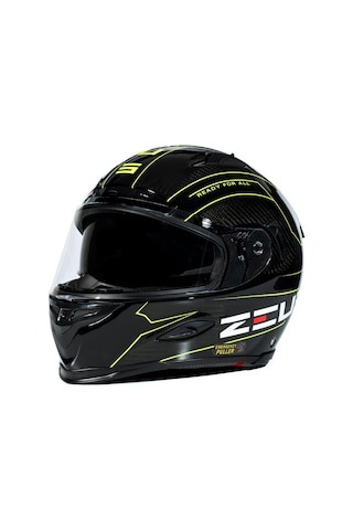 Zeus Zs-1800b Gloss Carbon Am8 Kapalı Kask Sarı - Siyah
