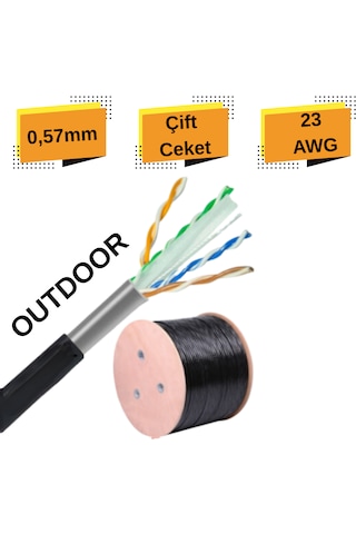 Cat6 Kablo 305 Metre Çift Katman Koruma Dış Mekan Outdoor 0,57mm Ip Kamera Ve Güvenlik Sistemleri