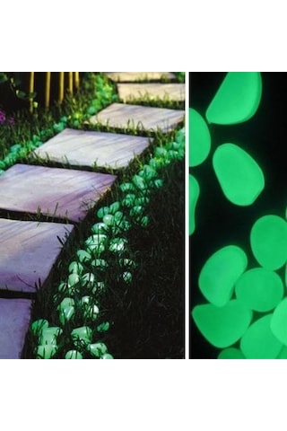 Buffer Gece Karanlıkta Işık Vererek Parlayan Dekoratif Çakıl Taşları Mavi