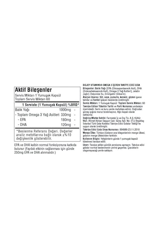 Balık Yağı Omega 3 1000 Mg 60 Yumuşak Kapsül