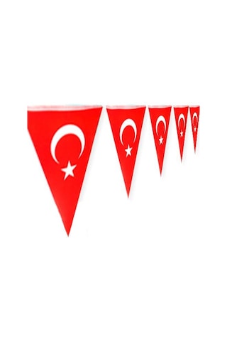 Türk Bayrağı Ay Yıldız Üçgen İpli Flama Bayrak-1 Adet 100 X 10 Cm