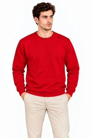 Modi Erkek Bisiklet Yaka İçi Şardonlu 2 İplik Düz Uzun Kollu Regular Fit Sweatshirt - Kırmızı Kırmızı S
