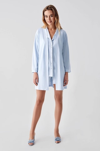 Freshness 324 Kadın 4'lü Sabahlıklı Şorlu Pijama Takımı Mavi