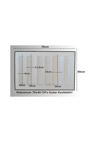 76x49 Cm. 6 Bölmeli Beyaz Çekmece Içi Düzenleyici Kepçelik 70 40 Cm'e Kadar Kesilr Ücretsiz Kesim Beyaz