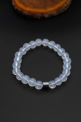 Opal Ay Taşı Bileklik Erkek Kadın Doğal Taş Bileklik 8 Mm Bt036 Beyaz