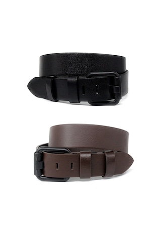 Livize 2'Li Hakiki Deri Erkek Kot Kemeri 4,5 Cm Sh/Kh Çok Renkli