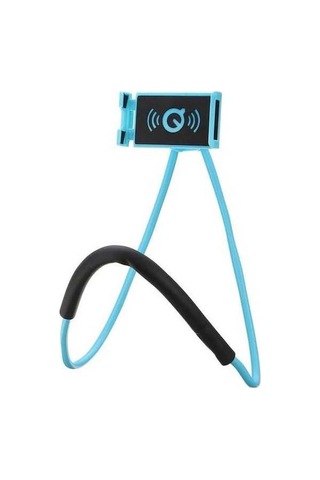 Sandwich Mavi Esnek Boyunlu Telefon Tutucu - 360 Dönme, Dikey-yatay Kullanım, Kolay El İzni, Plastik