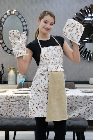 Damla Sıvı Geçirmez Masa Örtüsü Ve Mutfak Önlüğü Seti Runner Masa Örtüsü Modelleri Kitchenware