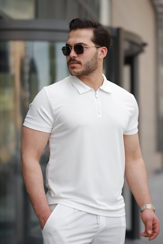 Etiler Collection Erkek Yakalı Fermuarlı T-shirt Şort Ikili Takım Beyaz