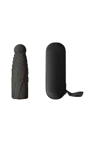 Şeker Ofisi .com Kapsül Şemsiye Kompakt Katlanır Mini Siyah