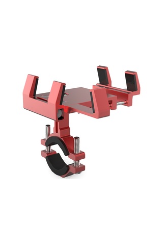 Qingmipy Bisiklet Telefon Tutucu Alüminyum Sabit Beş Tırnaklı Koku Verici Fon Tutucu 22-36mm Çubuk Uyumlu Kırmızı