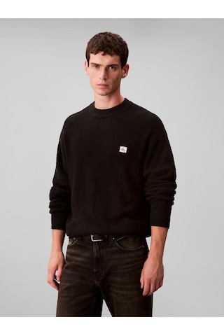 Calvin Klein Ls Ez Cotton Waffle Crwnk Swtr 9-12619 Siyah