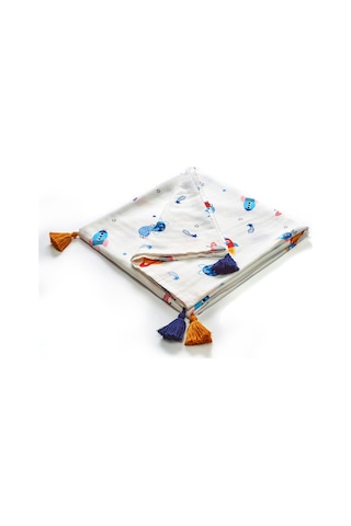 Geeksen Bebek Battaniyesi Yeni Doğan Sarma Örtüsü İki Katlı Bambü Lifli Pamuk Muslin 156x110cm Uzay Gemisi Desenli DiğER
