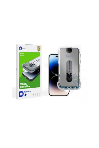 Lito D+ Uygulama Aparatlı Toz Filtreli Privacy Apple iPhone Uyumlu 15 Ekran Koruyucu