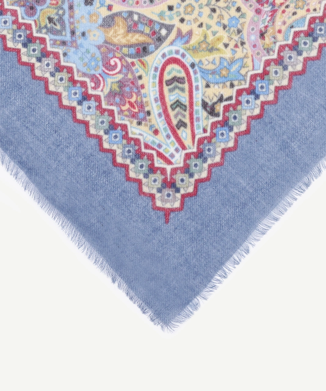 Yargıcı Etnik Desenli Yün Şal 25kksl1063x 021 Mavi