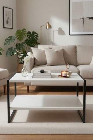 Kolay Kurulum Orta Sehpa Beyaz 90x50x45 Cm Kolay Kurulum Orta Sehpa Beyaz 90x50x45 Cm