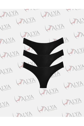 Alya Underwear Kadın Brazilian Külot 3 Adet Beyaz Siyah