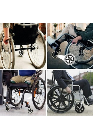 Mufunye 8 İnç Ön Teker, 2 Adet Tekerlekli Sandalye Yedek Tekerlek, Kaymaz Katı Lastik, 190mm Gri Siyah, Tekerlekli Sandalyeler İçin Tekerlekler, Tekerlekli Sandalyeler, Yürüteçler Siyah