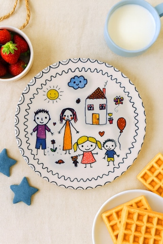 Grandora Çocuk Yemek Tabağı - 27 Cm Renkli Aile Desenli, Yüksek Kalite Servis Tabağı Çok Renkli