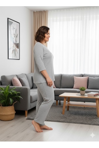 Kadın Gri İnspire Pijama Takımı Gri