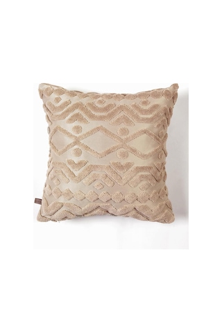 Bohem Özel Tasarım Punch Panç Desen Kare Dekoratif Kırlent Kılıfı 55x55 Cm Letta Natural Çok Renkli