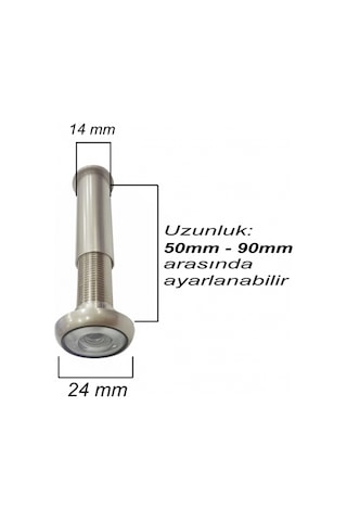 Uzun Dürbün 180 Ahşap Çelik Kapı Dürbünü 50-90 mm Arası Ayarlı