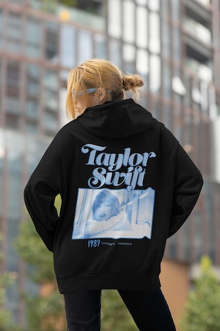 Taylor Swift Baskılı Unisex Oversize Şarkıcı Hoodie Siyah