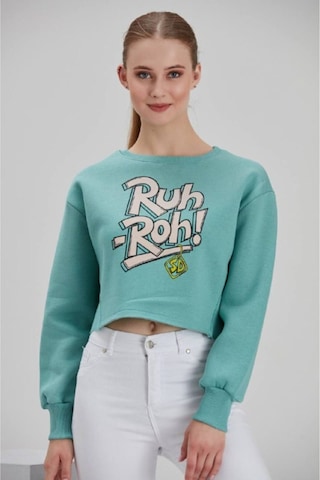 Meecy Kadın Su Yeşili Baskılı Sweatshirt Su Yeşili Su Yeşili