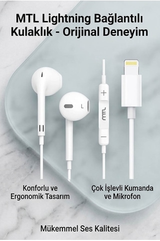 Lightning Girişli Kablolu Stereo Kulaklık Tak Çalıştır - Yüksek Ses Kalitesi Diğer