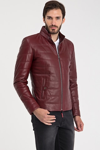 Dericeketim Erkek Bordo Şişme Gerçek Deri Mont