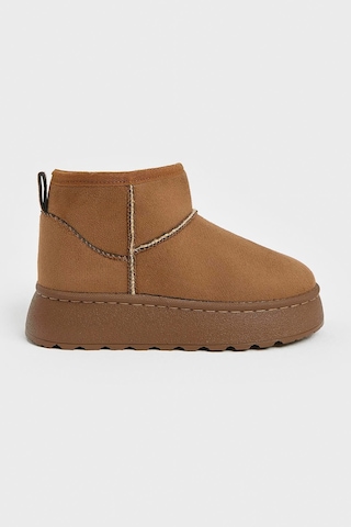 Tonny Black Kalın Poli Taban İçi Kürklü Süet Görünümlü Çocuk Unisex Taba Günlük Bot Tbsz015 Taba