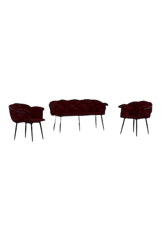 Balon Çay Seti Siyah İskelet - Bordo Bordo