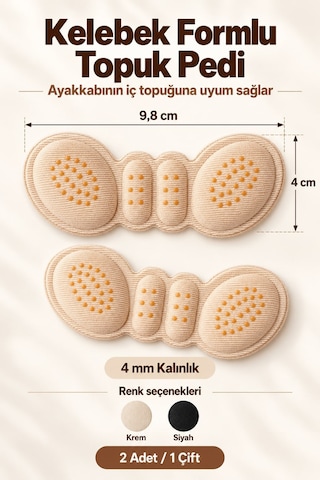 Evgereçlerim Ayakkabı Topuk Vurma Önleyici Ve Daraltma Pedi 4 Mm 1 Çift Bej - Siyah