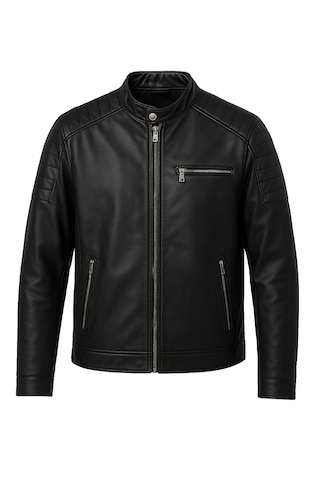 Mero Life Dar Kesim Erkek Deri Ceket Mont - Siyah