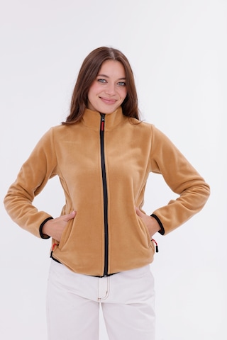 Monox Kadın Slim Fit Tam Fermuarlı Polar Ceket Kahve