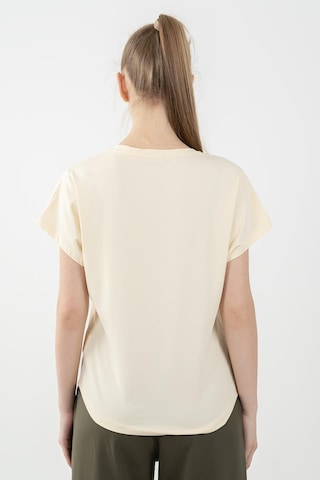 Maraton Sportswear Regular Kadın Bisiklet Yaka Kısa Kol Basic Ekru T-Shirt 22135-Ekru