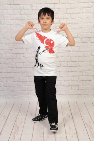 Alm Atatürk Kocatepe Ayyıldız Baskılı T-shirt Beyaz
