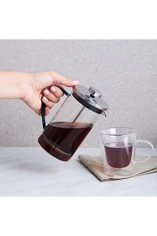 Borosilikat Cam French Press - Cool Green Renk, 600 Ml Açık Mavi