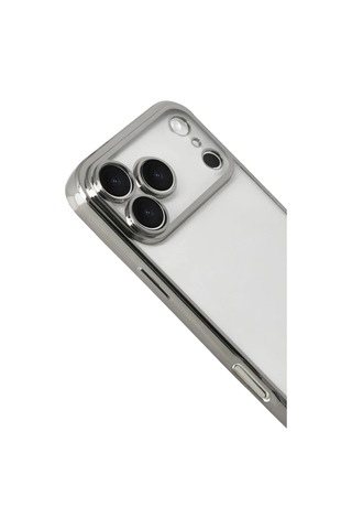 Newface Apple iPhone Uyumlu - 17 Pro Max Razer Lensli Silikon - Gümüş Belirtilmemiş