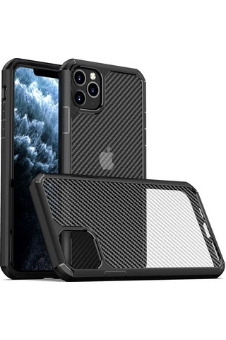 Apple Uyumlu iPhone 11 Pro Max Kılıf Zore Inoks Fiber Yüzey Tasarım Kılıf Siyah