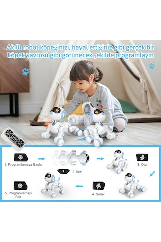 Uzaktan Kumandalı Şarjlı Akıllı Köpek - Interaktif, Eğitici Işıklı Müzikli Ve Dansçı Köpek Robot Oyuncak Mavi