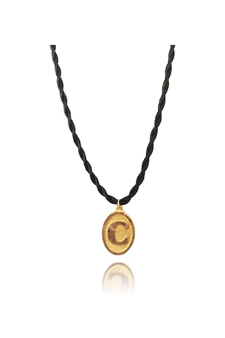 14 Ayar C Harf Siyah İpli Kolye