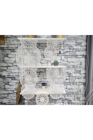 Çeyiz Diyarı Çiçek Kordonlu 5 Parça Salon Takımı Krem